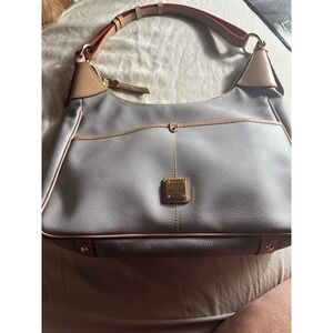 Dooney & Bourke Gray Canvas Coated Rebecca Luxury Hobo Shoulder Bag EX COND A1